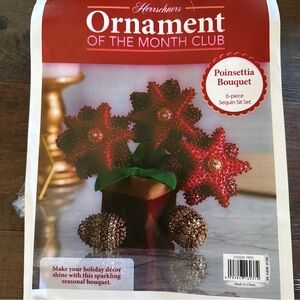 Herrschners Ornament of the Month Kit Holiday Treat Makes 6 - Poinsettia Kit NIB